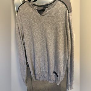 Guess light material men’s grey sweater with leather detail